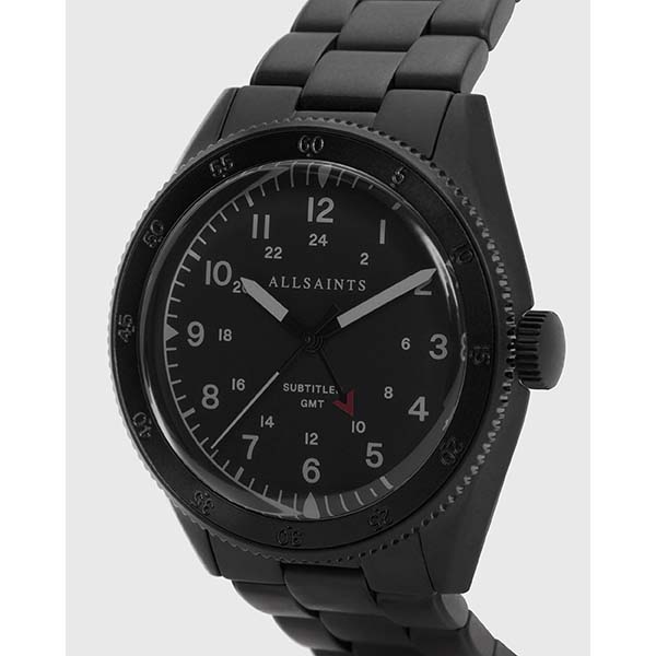 Allsaints Australia Mens Subtitled GMT V Stainless Steel Watch Black AU16-350